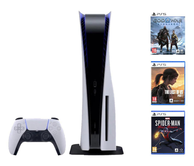 Sony PlayStation 5 + GoW Ragnarok + Spider-Man + Last of us - 1090775 - zdjęcie